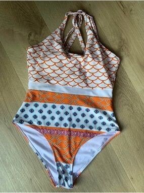 Cupshe Orange Patterned One-Piece Swimsuit